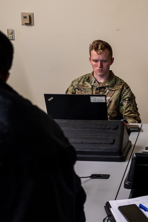 Staff Sgt. Noah Gifford, 441st Vehicle Support Chain Operations Squadron noncommissioned officer in charge of data analytics and automation, creates a bot that updates a scheduled maintenance dashboard at Joint Base Langley-Eustis, Virginia, Sept. 28, 2023. The bot took three minutes to complete a task that would normally take 16 minutes. This operation must be completed twice daily, saving Gifford 7,280 minutes a year. (U.S. Air Force photo by Airman 1st Class Ian Sullens)