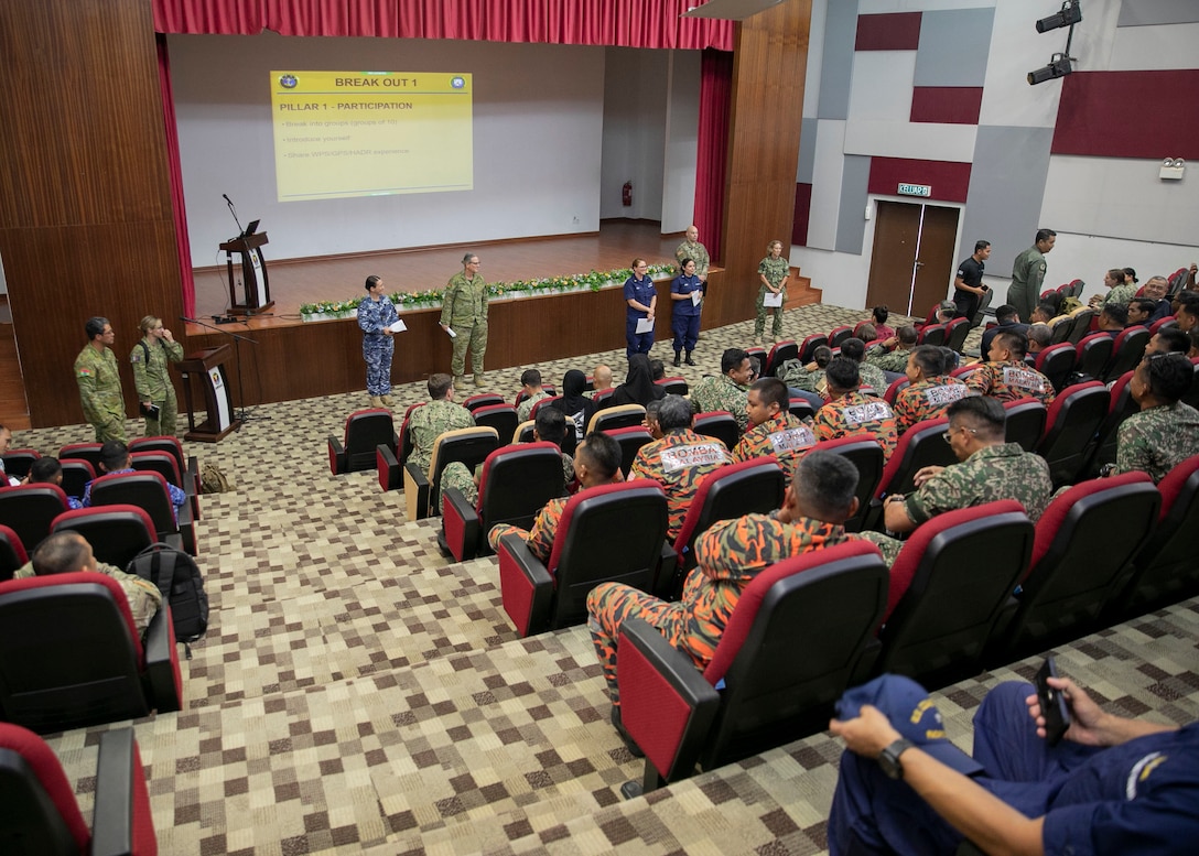 KUANTAN, Malaysia (Sept. 11, 2023) – Service members with the U.S. Navy, Army and Coast Guard, Australian Armed Forces, and Malaysia Armed Forces participate in a Gender, Peace and Security Symposium held in Kuantan, Malaysia , Sept. 11. Now in its 18th year, Pacific Partnership is the largest annual multinational humanitarian assistance and disaster relief preparedness mission conducted in the Indo-Pacific. (U.S. Navy photo by Mass Communication Specialist 1st Class Kegan E. Kay)