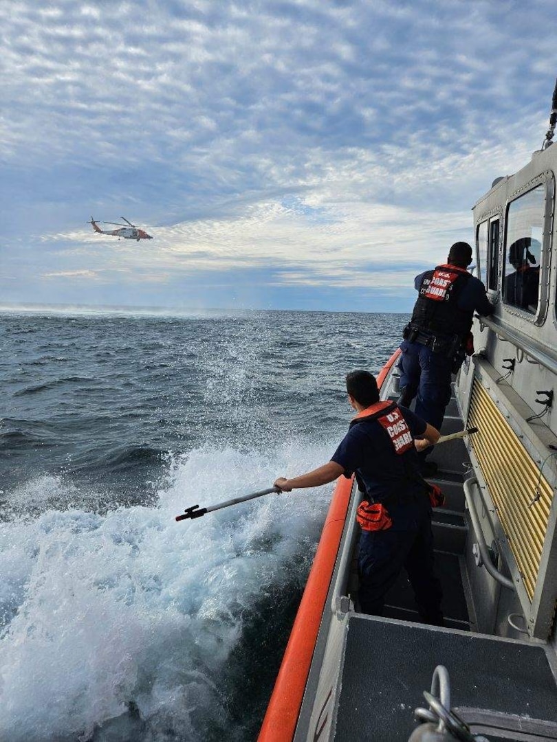 A Coast Guard Station Station Sand Key boat crew rescued a diver after he was reported missing while spearfishing from a 32-foot recreational boat 16 miles northwest of Anclote Key, Florida, Oct. 10, 2023. Coast Guard Sector St. Petersburg watchstanders were notified that two divers entered the water to spearfish and only one resurfaced. (U.S. Coast Guard video.)