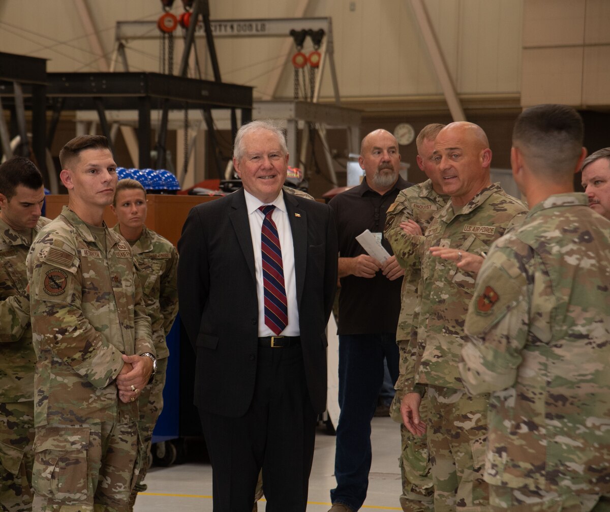 Kendall tours the propulsion schoolhouse where Airmen learn to maintain, troubleshoot and repair different engine systems.