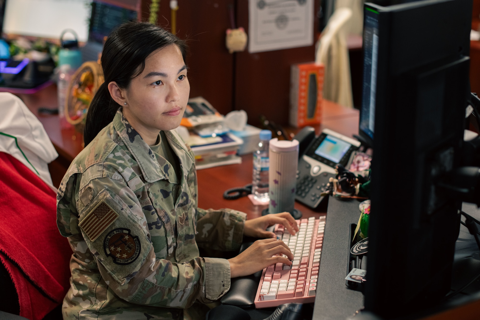 An Airman reviews documents.