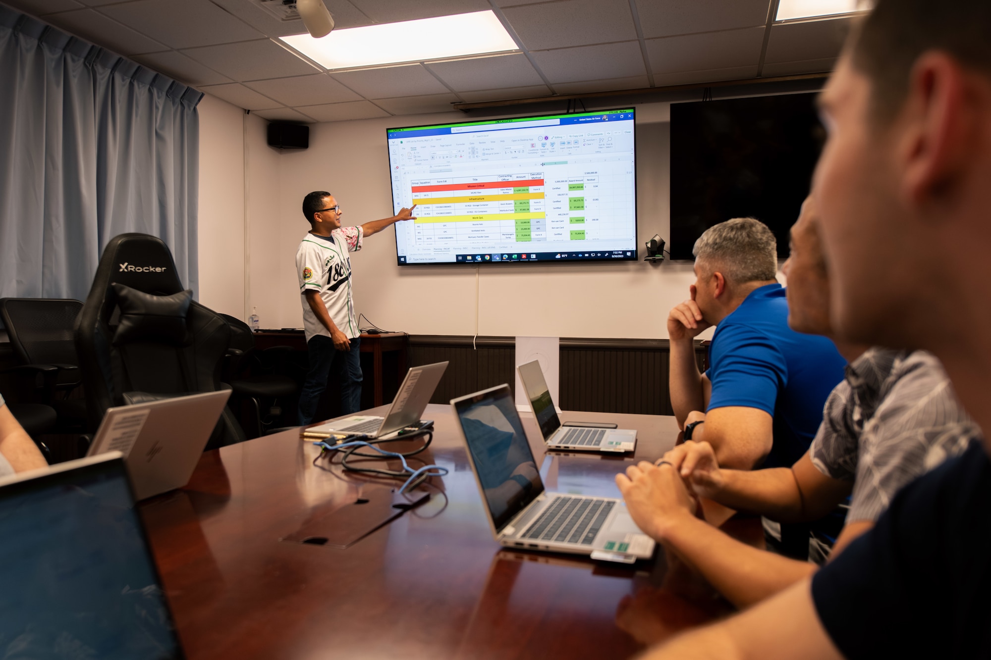 Airmen review documents.