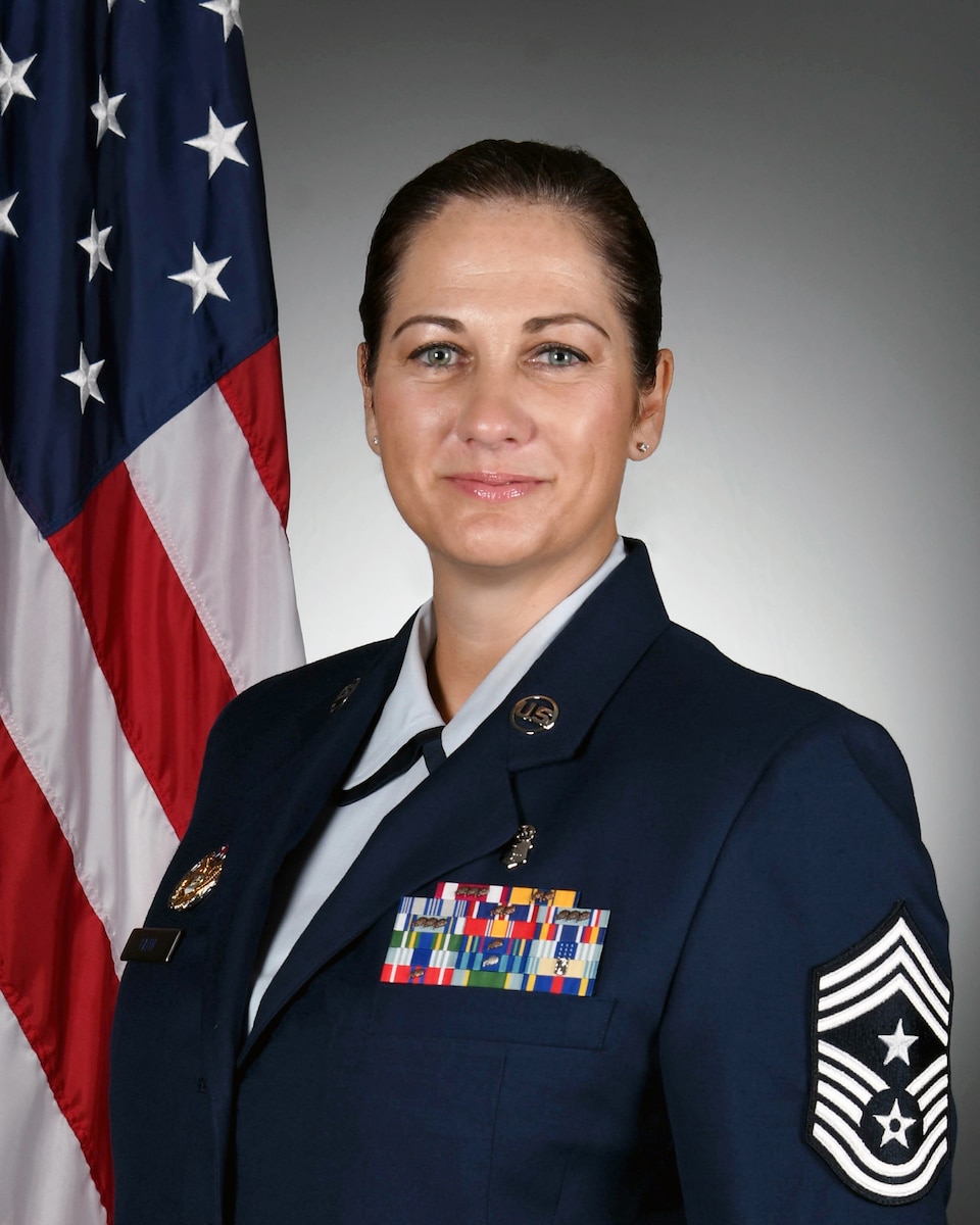 Chief Master Sergeant Sarah A. Faith, 310th Space Wing command chief.