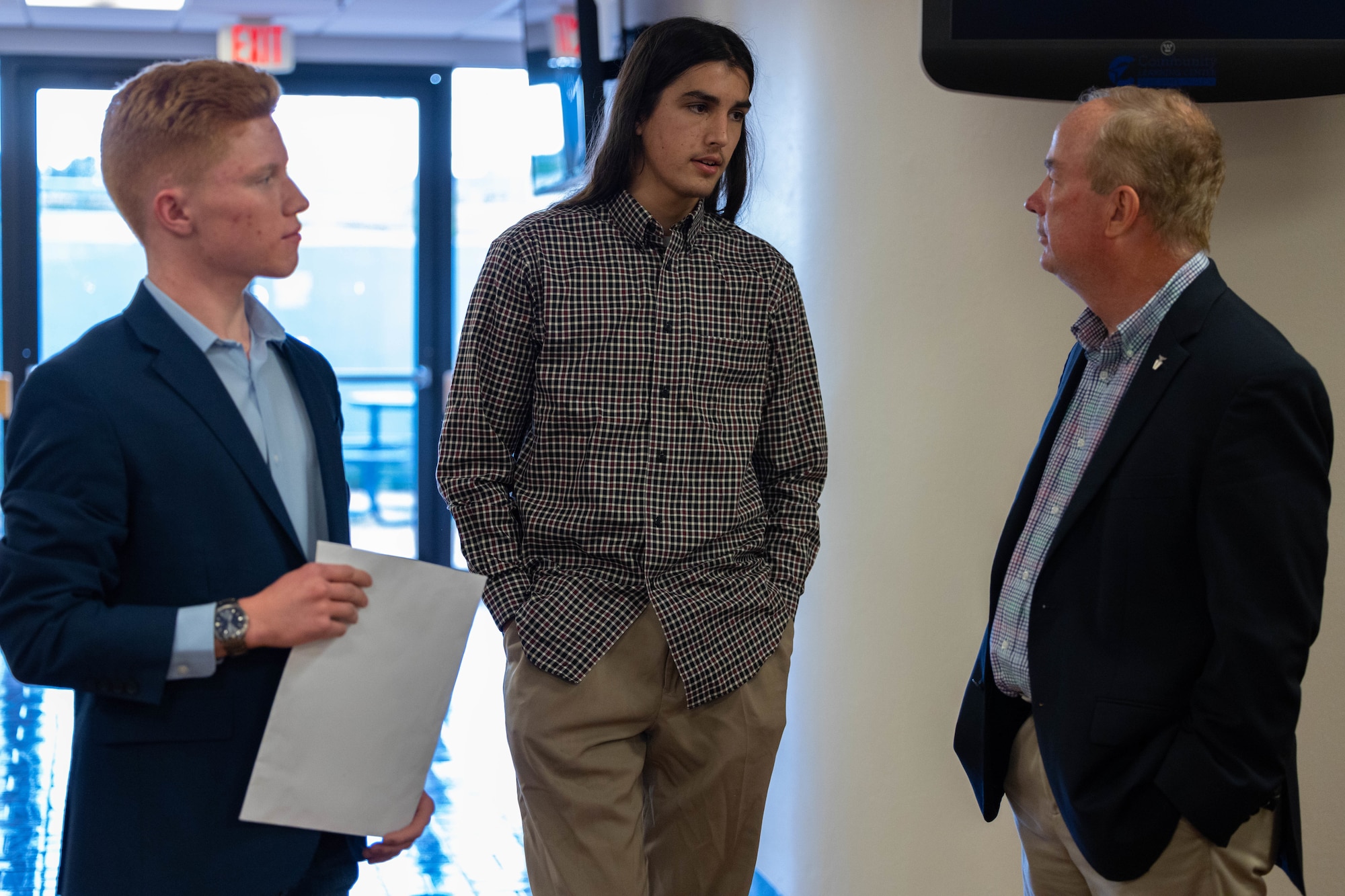 students speak to guest speaker