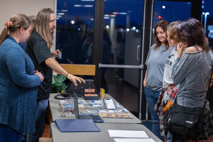 students interact with stem leaders