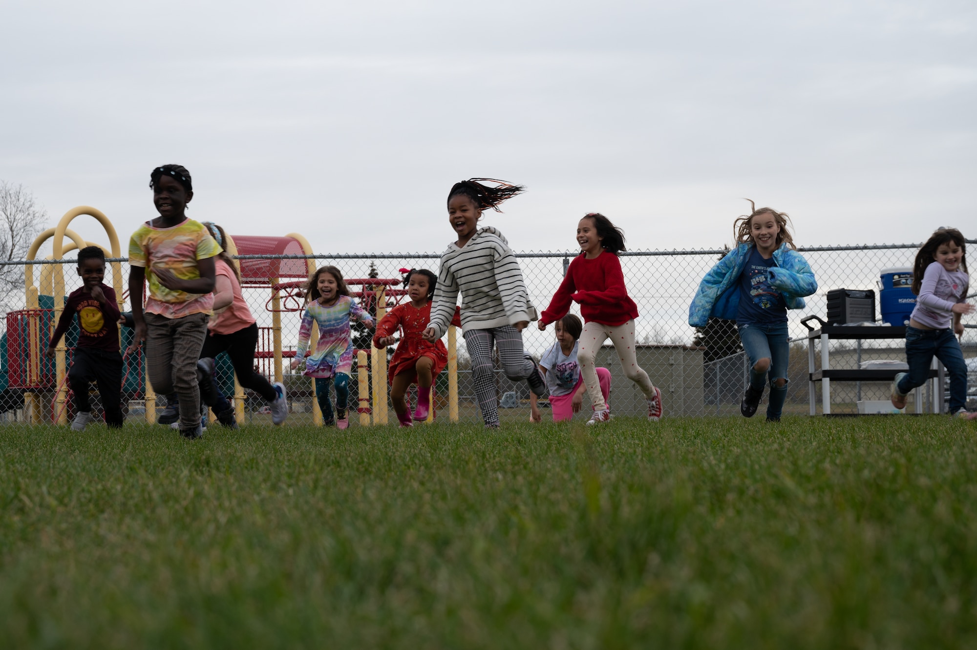 Children running outside