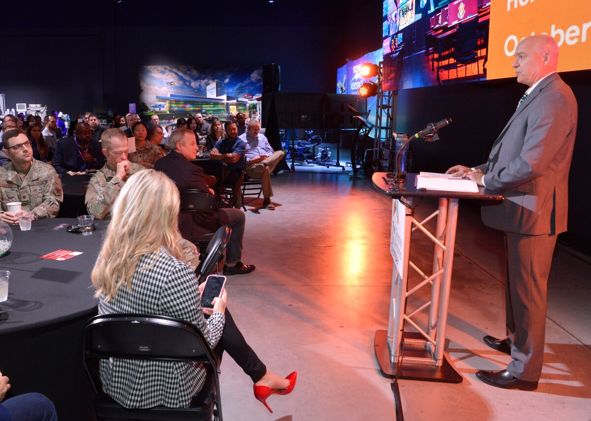 16th Air Force technical director speaks to more than 100 attendees about cyber threats at Cyber Horizons event.