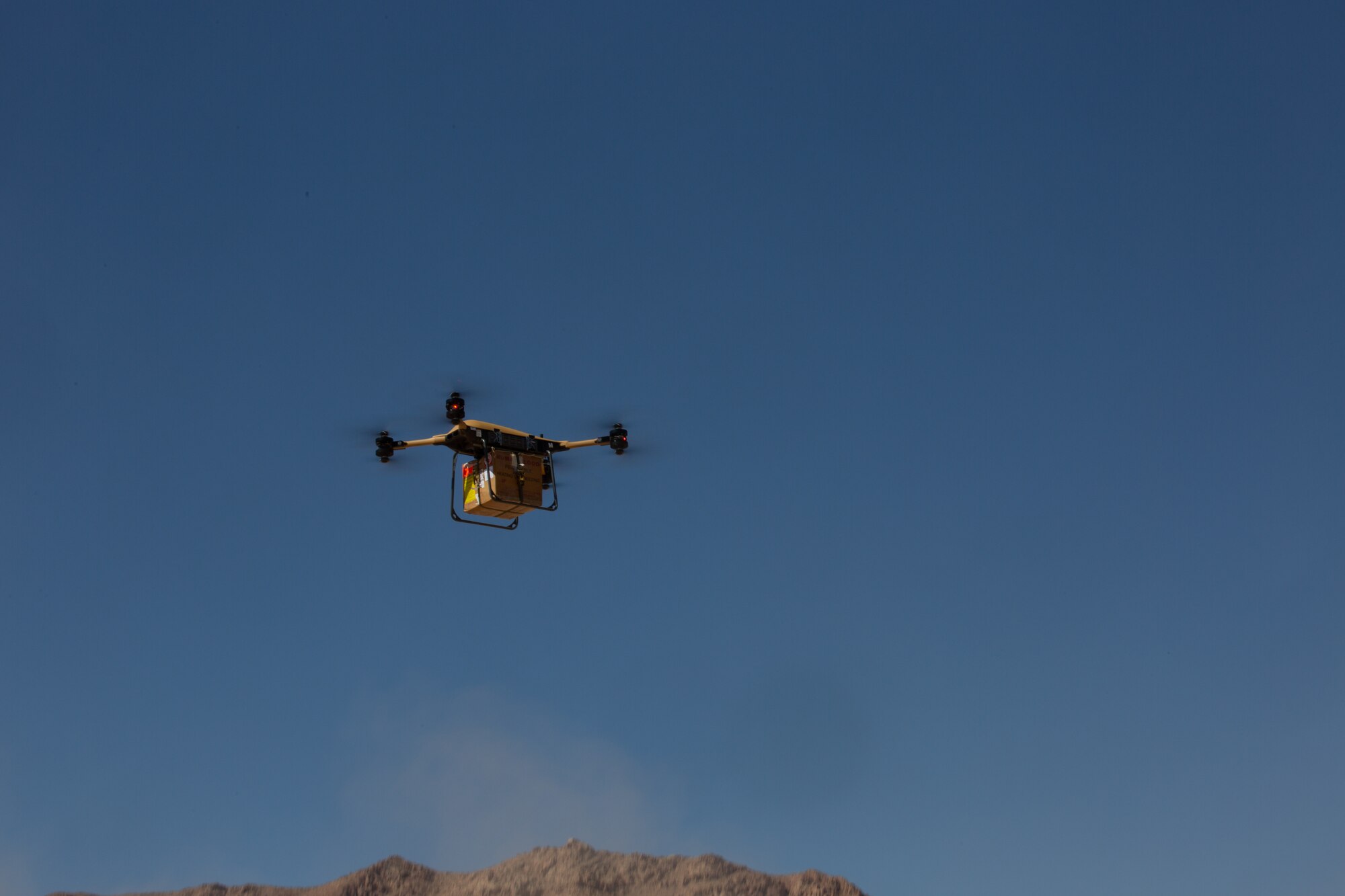 A Tactical Resupply Vehicle 150 flies carrying cargo