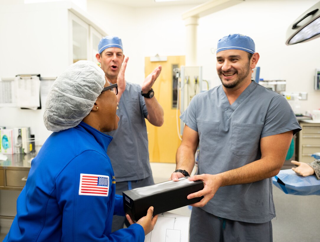 Airmen from the 633d SGCS compete in a friendly competition, hosted to test necessary skills used in surgery.