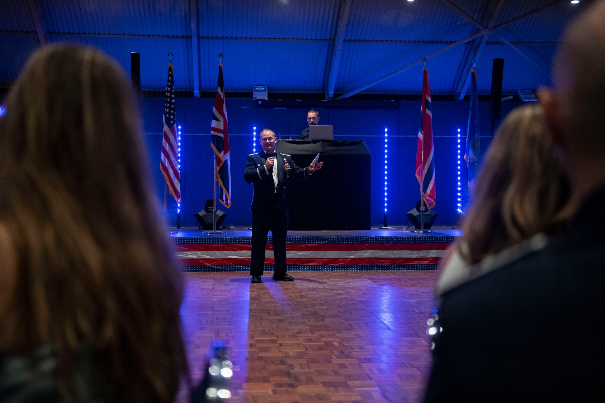 Col. D. Landon Phillips, 501st Combat Support Wing commander, gives closing remarks at Sywell Aerodrome