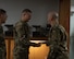 U.S. Air Force Vice Chief of Staff Gen. David Allvin coins Airman 1st Class Kyle Wilson, 5th Bomb Wing public affairs apprentice, during his visit to Minot Air Force Base, North Dakota, Oct. 11, 2023. Allvin met with Airmen assigned to multiple units, all of which contribute to the nation’s nuclear deterrence capabilities. (U.S. Air Force photo by Airman 1st Class Trust Tate)