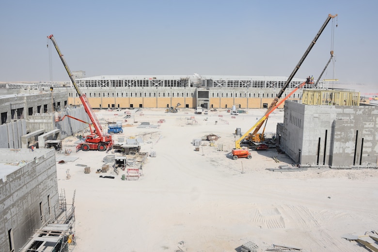 U.S. Army Corps of Engineers Transatlantic Division and Transatlantic Middle East District Falcon 5/F-15QA Beddown facilities and infrastructure project ongoing in Qatar, Oct. 19. (U.S. Army photo by Catherine Carroll, U.S. Army Corps of Engineers Transatlantic Division public affairs office)