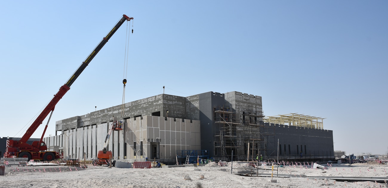 Photo of the U.S. Army Corps of Engineers Transatlantic Middle East District Falcon 5/F-15QA Beddown facilities and infrastructure project, Qatar, Oct. 19. (U.S. Army photo by Catherine Carroll, U.S. Army Corps of Engineers Transatlantic Division public affairs office)