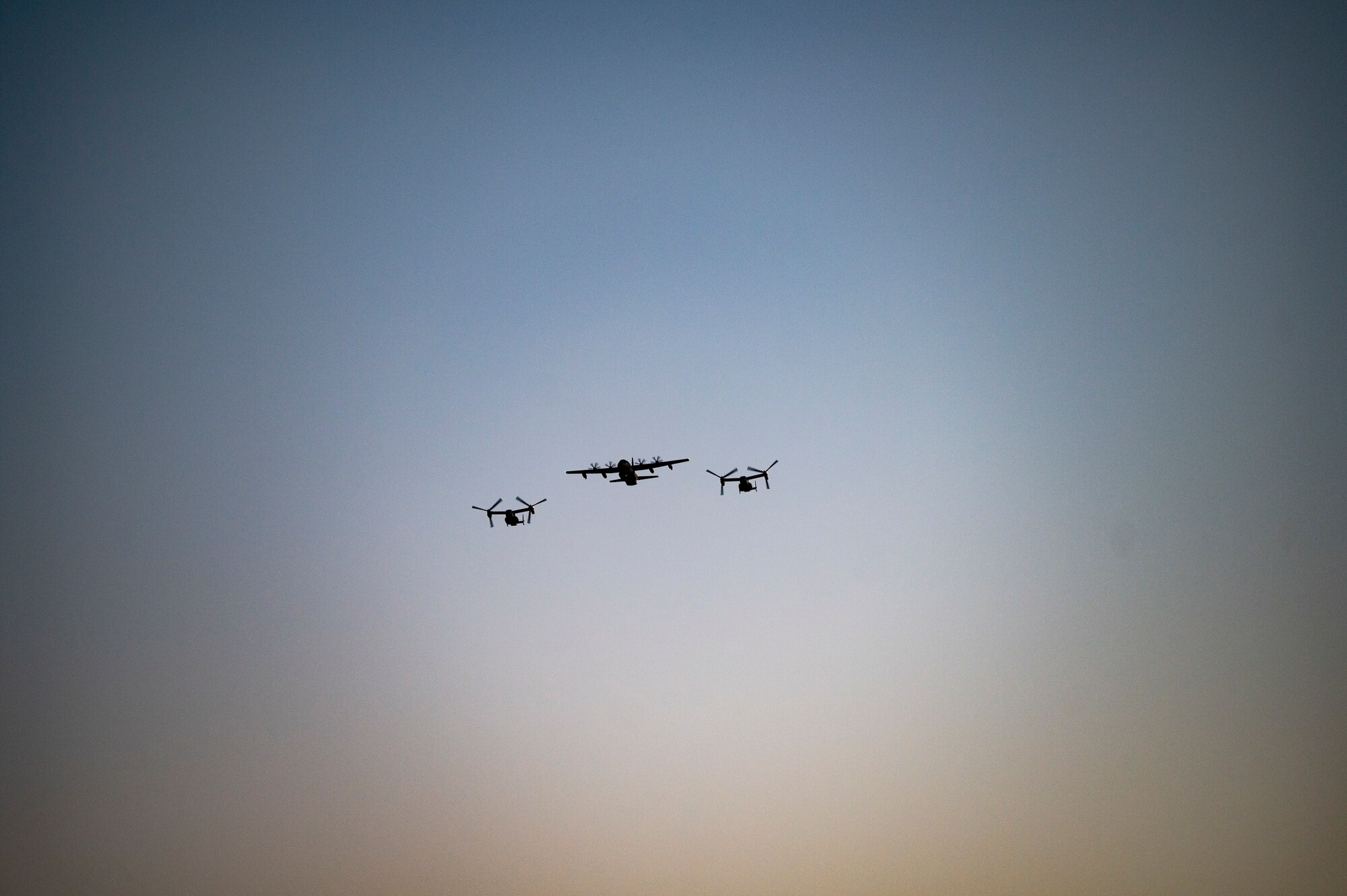 Aircraft fly in the sky