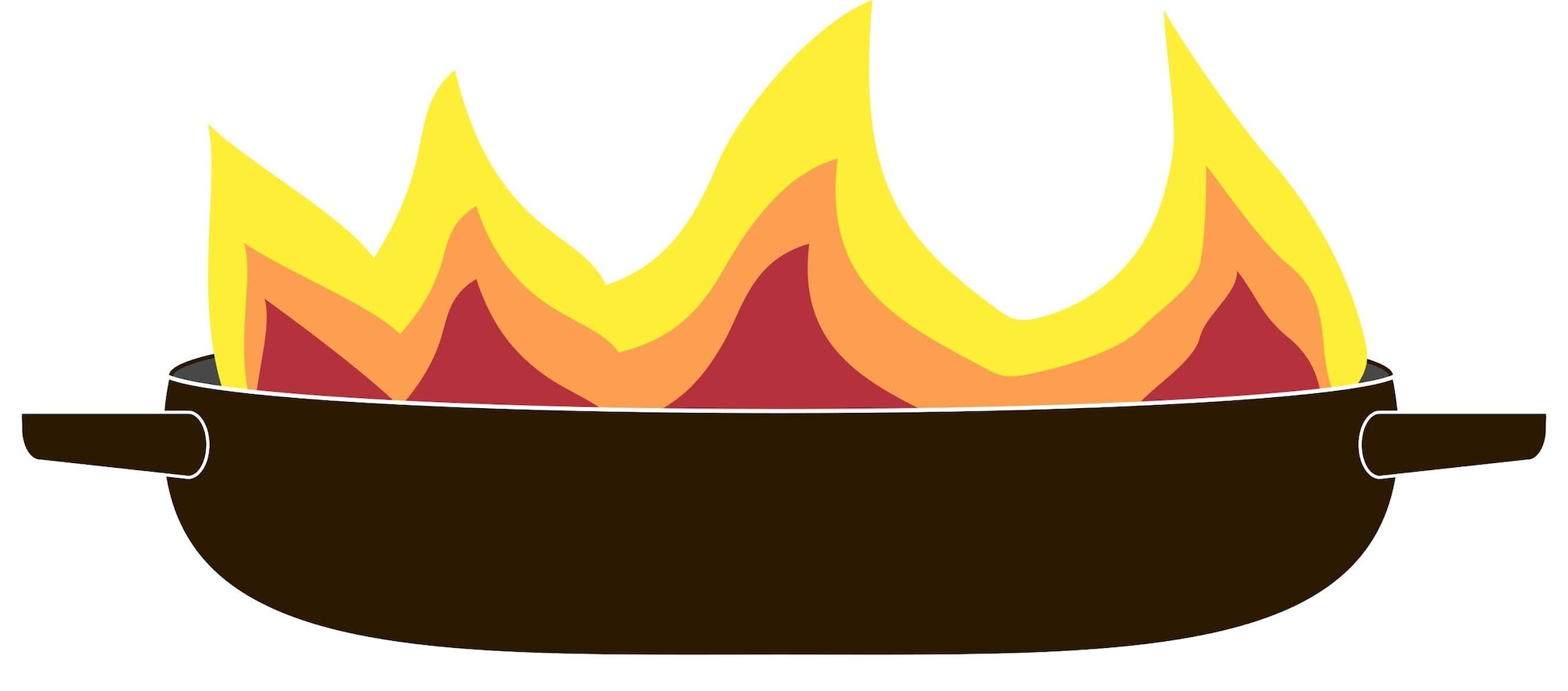 Fire exploding from a frying pan.