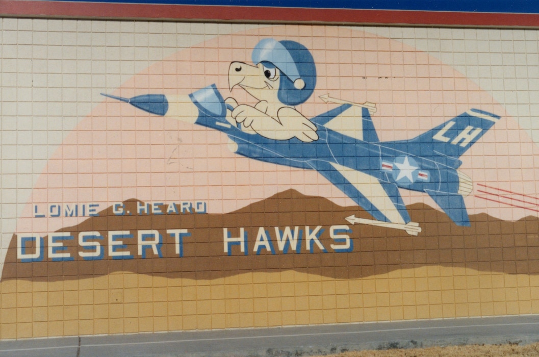 Desert Hawks mural on the side of the school.