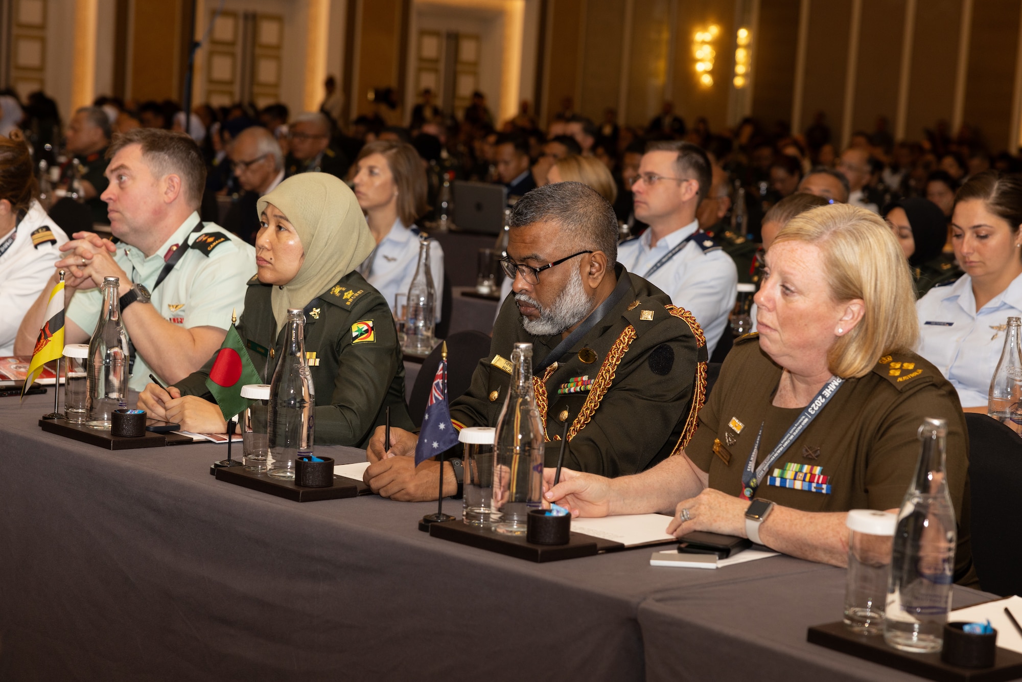 Senior medical service members representing a portion of the 24 nations throughout the Indo-Pacific region attend a general session during Indo-Pacific Military Health Exchange 2023 in Kuala Lumpur, Malaysia, September 26, 2023.