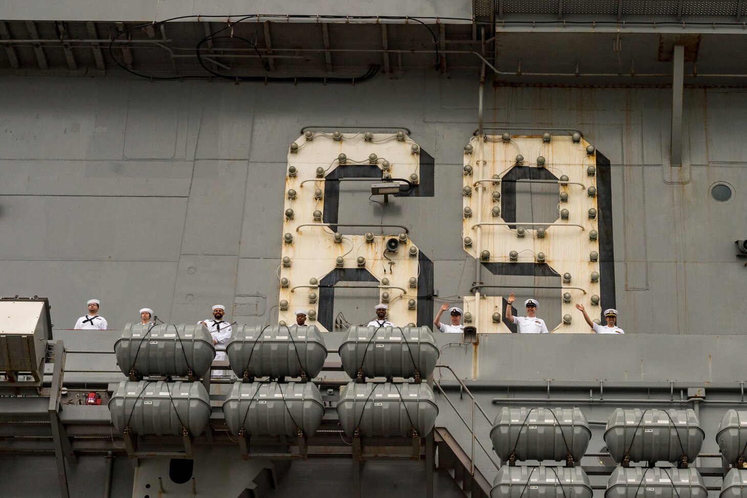 NORFOLK, Va. - The Nimitz-class aircraft carrier USS Dwight D. Eisenhower (CVN 69) (Ike) prepares to deploy from Naval Station Norfolk, Oct. 14, 2023. The Ike Carrier Strike Group will conduct a regularly scheduled deployment to the U.S. European Command area of responsibility in support of enhanced vigilance activities and operations with NATO Allies and partners. (U.S. Navy photo by Mass Communication Specialist 2nd Class Anderson W. Branch)