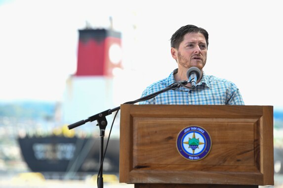 Brendan Owens, Assistant Secretary of Defense for Energy, Installation and Environment delivers remarks during a press conference held Oct. 13 hosted by Joint Task Force - Red Hill (JTF-RH).