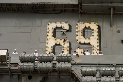 NORFOLK, Va. - The Nimitz-class aircraft carrier USS Dwight D. Eisenhower (CVN 69) (Ike) prepares to deploy from Naval Station Norfolk, Oct. 14, 2023. The Ike Carrier Strike Group will conduct a regularly scheduled deployment to the U.S. European Command area of responsibility in support of enhanced vigilance activities and operations with NATO Allies and partners. (U.S. Navy photo by Mass Communication Specialist 2nd Class Anderson W. Branch)