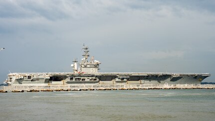 NORFOLK, Va. - The Nimitz-class aircraft carrier USS Dwight D. Eisenhower (CVN 69) (Ike) deploys from Naval Station Norfolk, Oct. 14, 2023. The Ike Carrier Strike Group will conduct a regularly scheduled deployment to the U.S. European Command area of responsibility in support of enhanced vigilance activities and operations with NATO Allies and partners. (U.S. Navy photo by Mass Communication Specialist 2nd Class Anderson W. Branch)