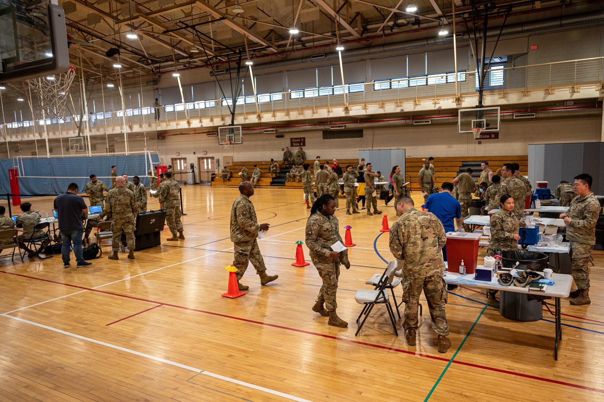 A public health emergency exercise is conducted at Osan Air Base, Republic of Korea, Oct. 12, 2023. The training session equipped the 51st MDG medics with enhanced skills in administering mass prophylaxis, ensuring they are prepared to efficiently dispense medications and vaccines during a public health emergency. The exercise also facilitated the influenza vaccinations of 2,672 members around Osan, safeguarding the health of the base community. (U.S. Air Force photo by Staff Sgt. Thomas Sjoberg)