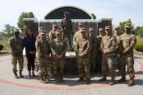 Group photo in front of fountain