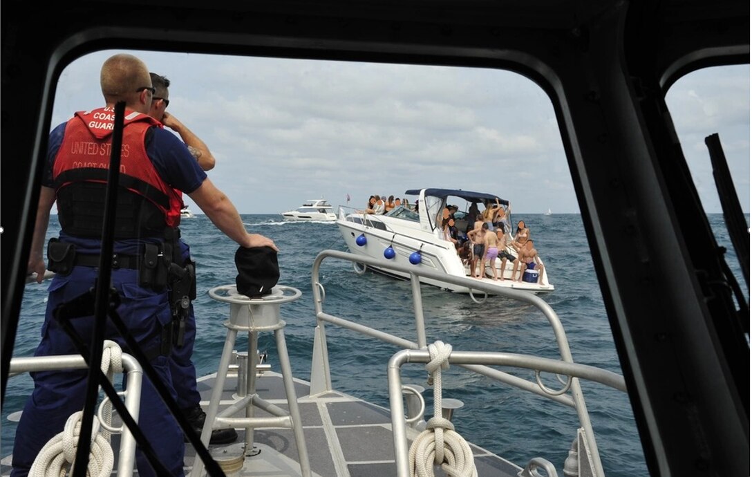 SAN DIEGO — Coast Guard terminates an illegal charter operating in the vicinity of the USS Midway in the San Diego Bay, on Oct. 6, 2023.
A Coast Guard boarding team conducted a safety inspection of the vessel, which had 14 individuals on board, including 12 passengers for hire and two non-credentialed crew members.