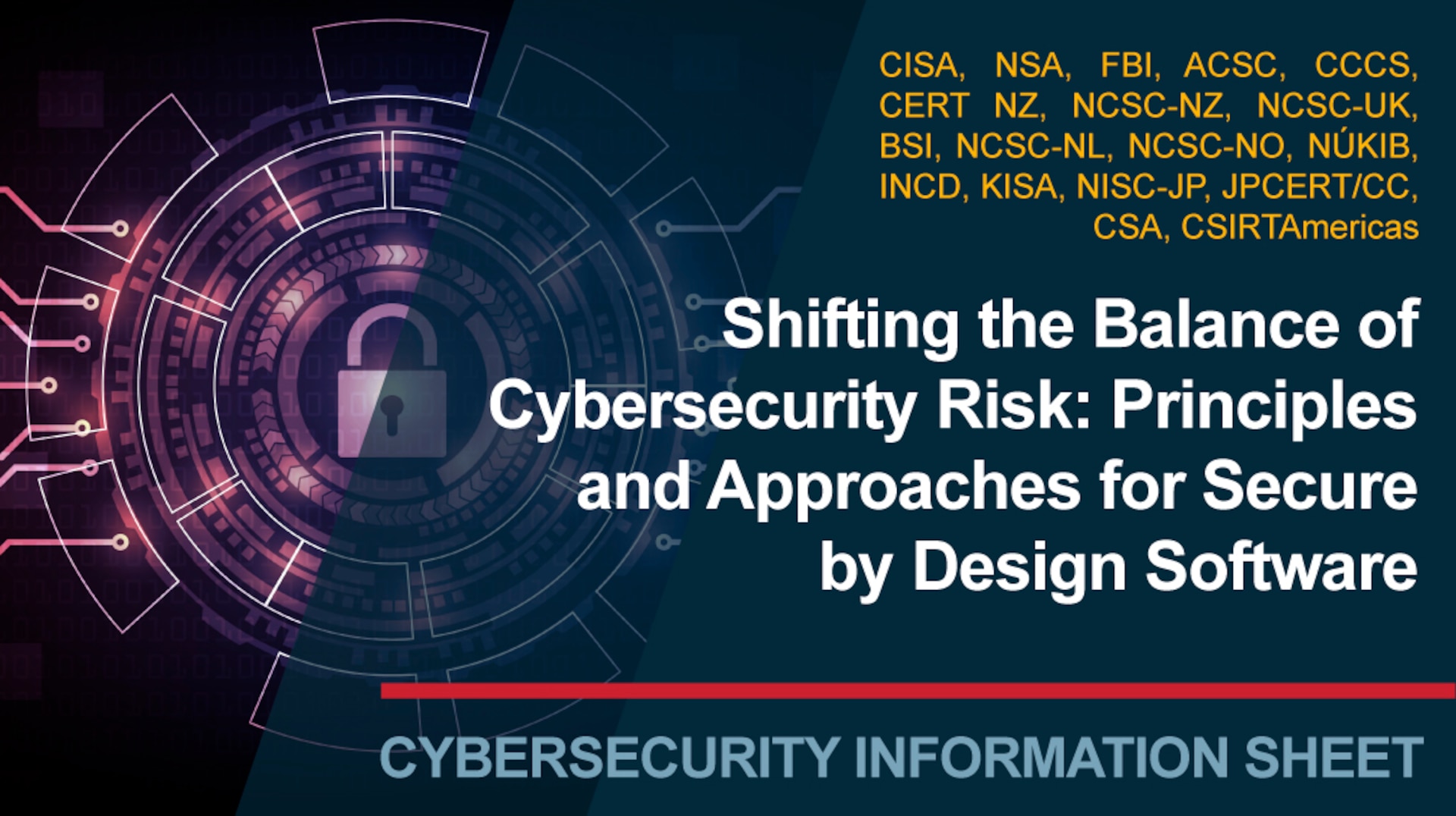 Shifting the Balance of Cybersecurity Risk: Principles and Approaches for Secure by Design Software. Cybersecurity Information Sheet.