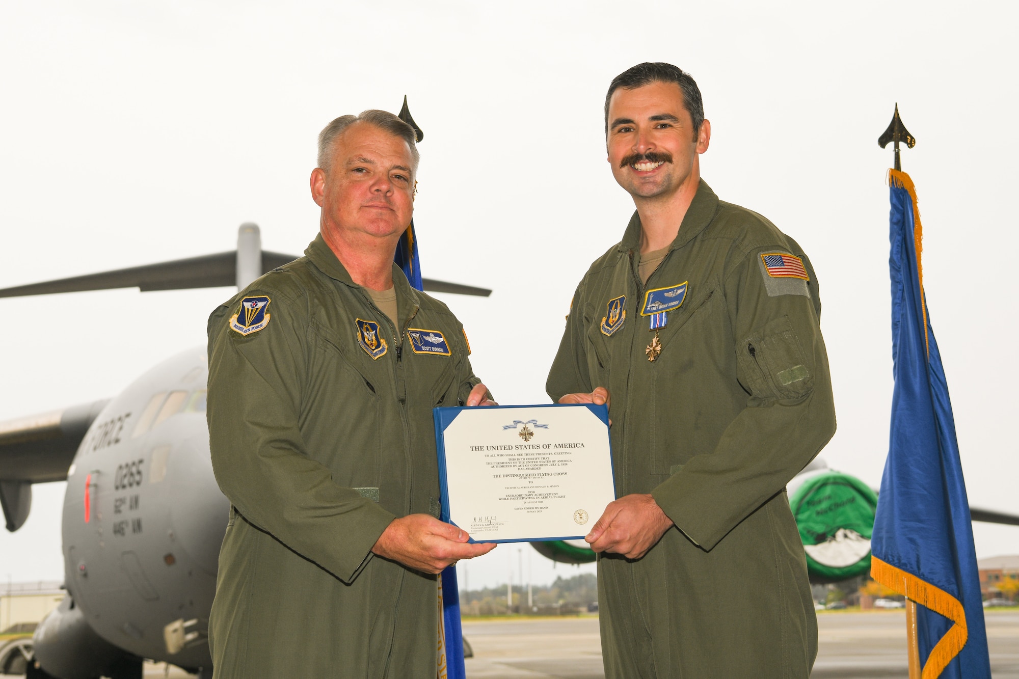 A presentation of an award certificate