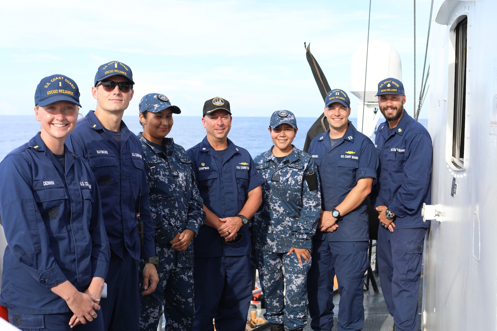 U.S. Coast Guard Cutter Reliance partnered with the crew of the Mexican Navy vessel ARM Uxmal near Cozumel, Mexico, Sept. 29, 2023, for a joint training exercise under the North American Maritime Security Initiative. The exercise included maneuver and communication drills, ending with two Uxmal crewmembers touring the Reliance. (U.S. Coast Guard photo courtesy of Reliance)