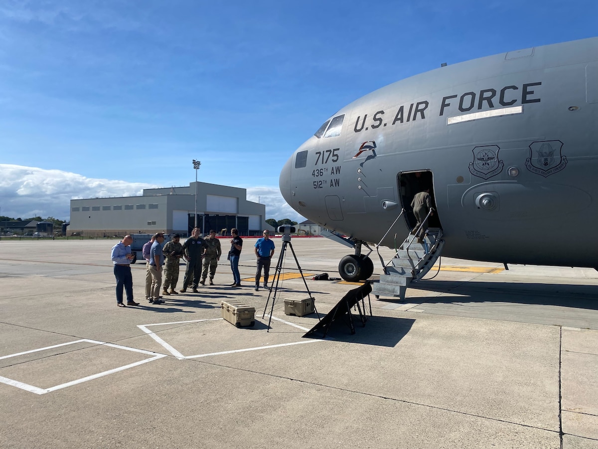 People test equipment on aircraft