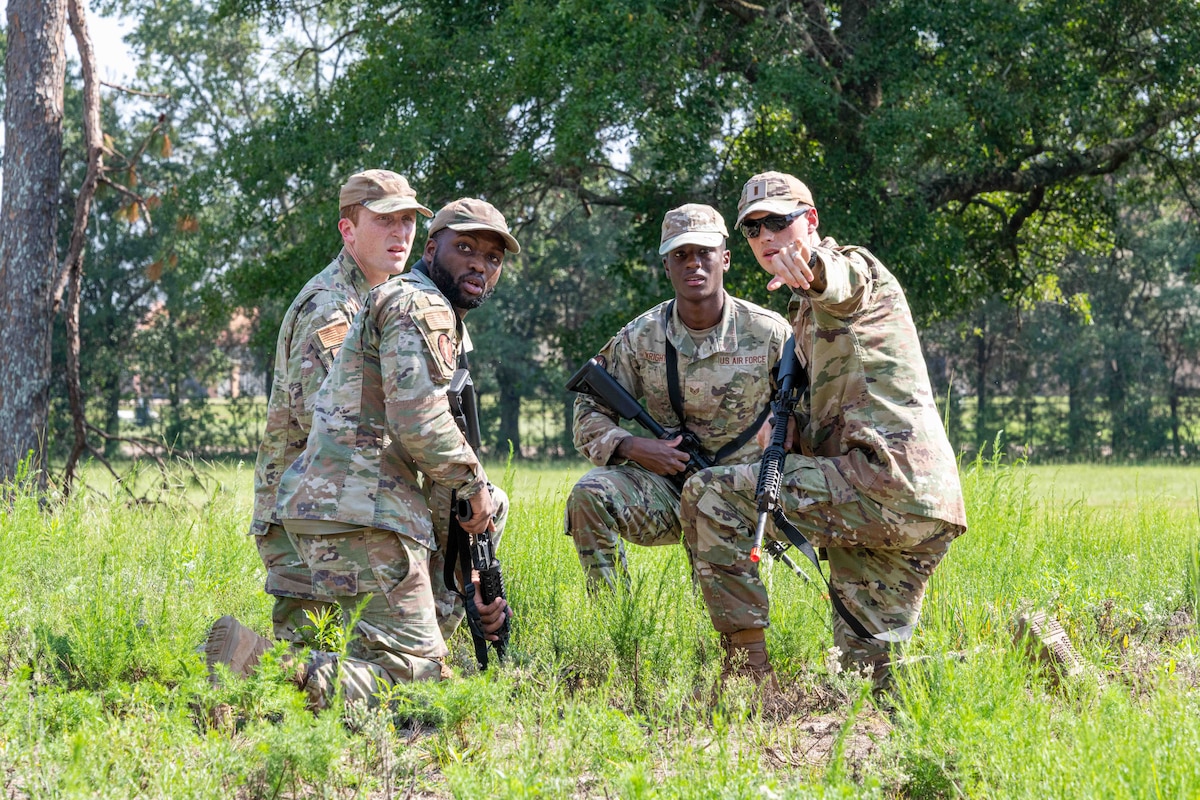 The Airmen took to the field during their Improvised Explosive Device Training on Sept. 19, 2023, to identify IEDs, practice formations, and correspond with hand signals.