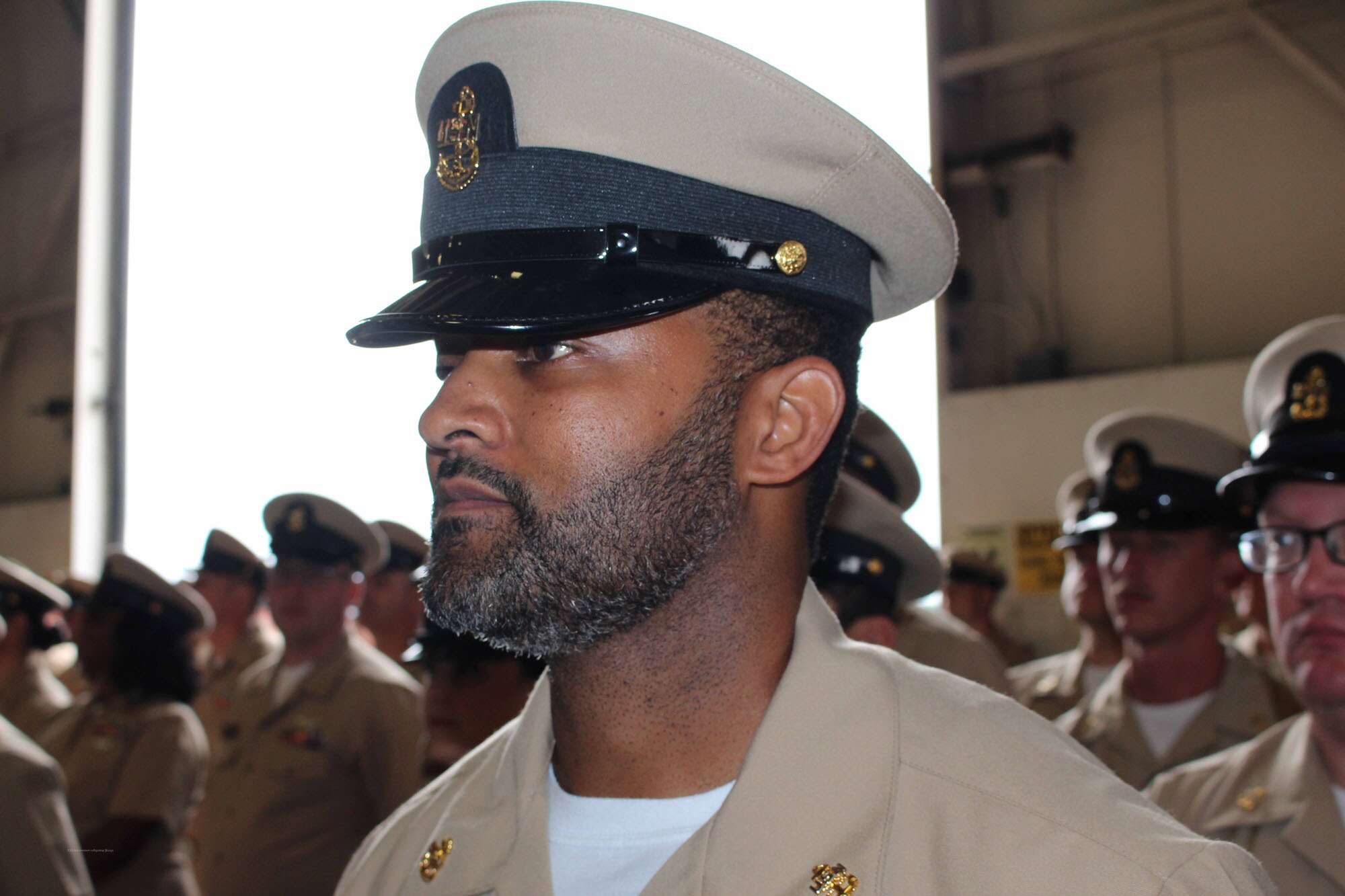 NIWC Atlantic joined forces with the Airborne Command & Control and Logistics Wing (ACCLOGWING) for the 2023 Navy Chief Petty Officer Pinning ceremony hosted by VAW-120 on Sept. 29 at 10:00am in LP-34 Hangar, Norfolk, VA. NIWC Atlantic's YNC Bilaal Porter, ITC Nick Mayer, LSC Matthew Hughes, ITC Jereyme Nova, and OSC Tonya Booker, along with 20 other ACCLOGWING CPO Selectees had their anchors pinned on and their caps donned during the traditional Navy ceremony.  NIWC Atlantic's GySgt Regino Rosales (USMC) also completed the precursor CPO season training and was recognized as an Honorary Navy Chief Petty Officer.