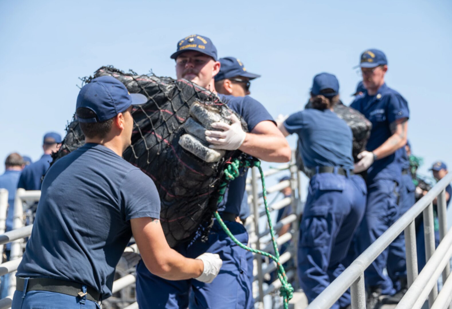 The crew of the Coast Guard Cutter Steadfast (WMEC 623) offloaded more than 11,600 pounds of cocaine and 5,500 pounds of marijuana worth an estimated $158 million in San Diego.