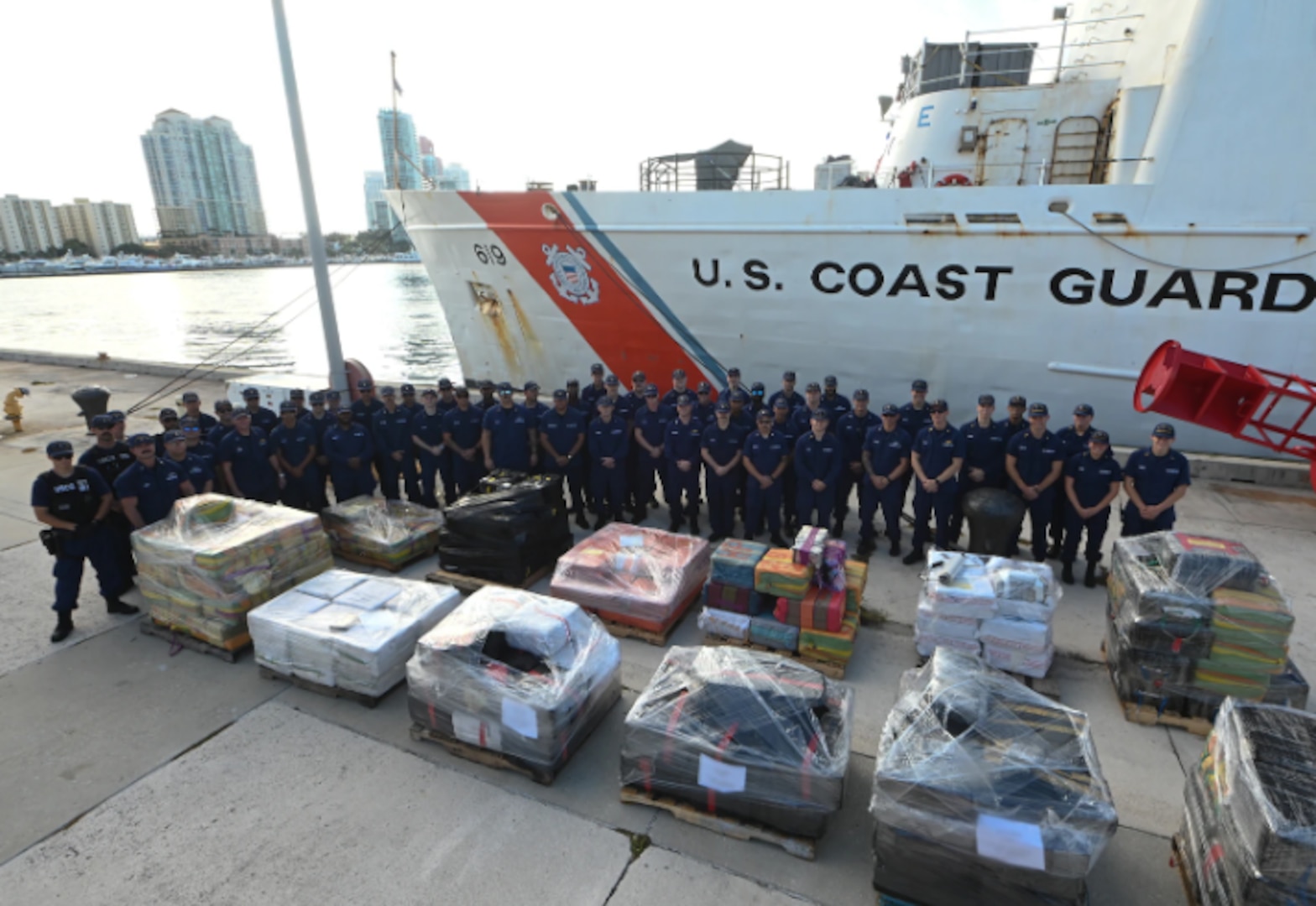 The crew of Coast Guard Cutter Confidence offloaded more than 12,100 pounds of cocaine worth more than $160 million.