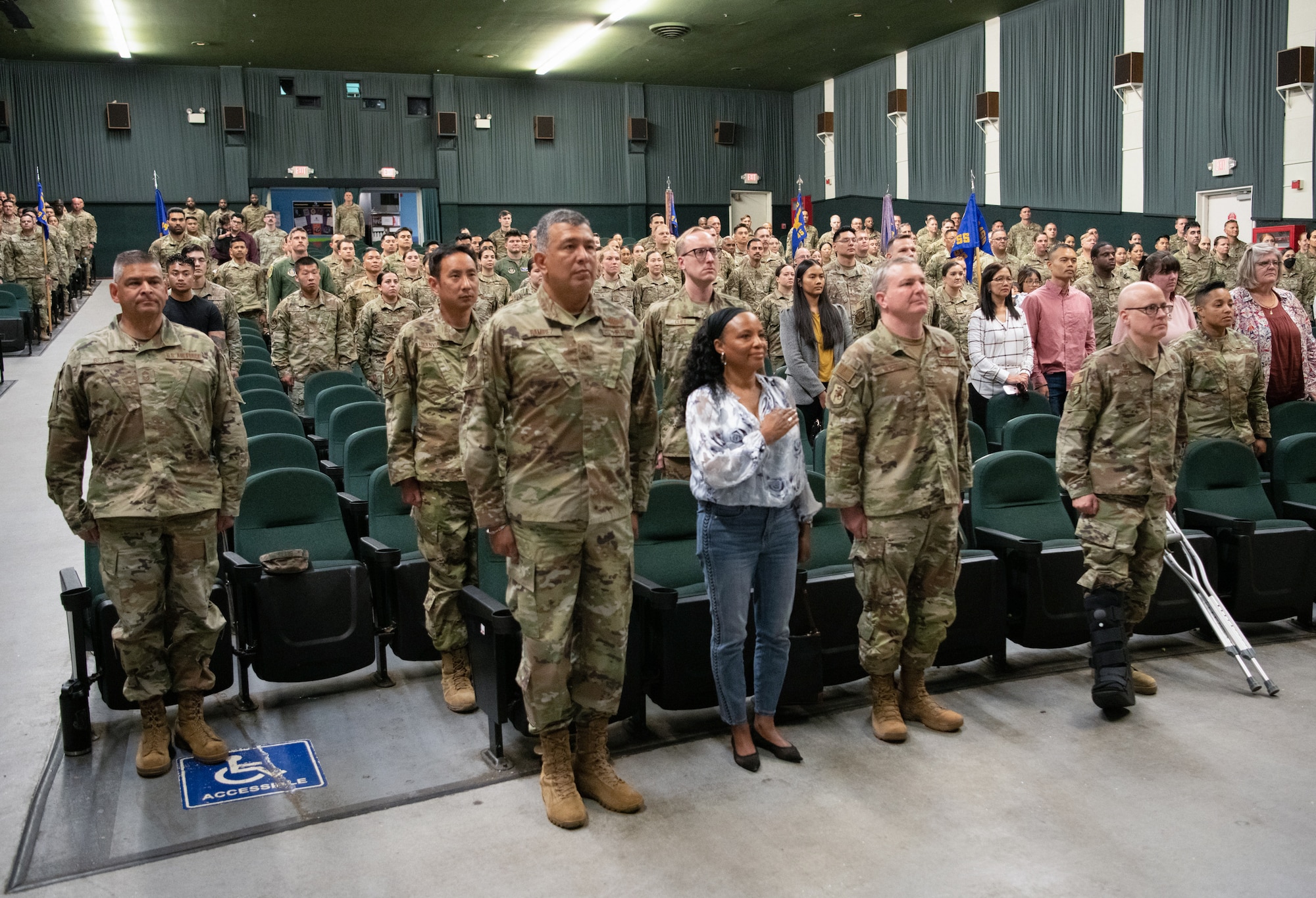 Members of the 349th Air Mobility Wing gathered to celebrate the achievement of many members who had achieved the rank of Non-Commissioned Officer or Senior Non-Commissioned Officer.