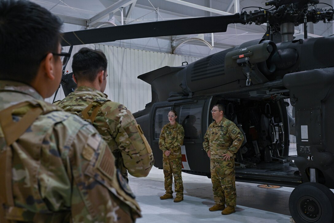 Ellsworth Airmen train with Local Army National Guard on helicopter medical evacuation procedures