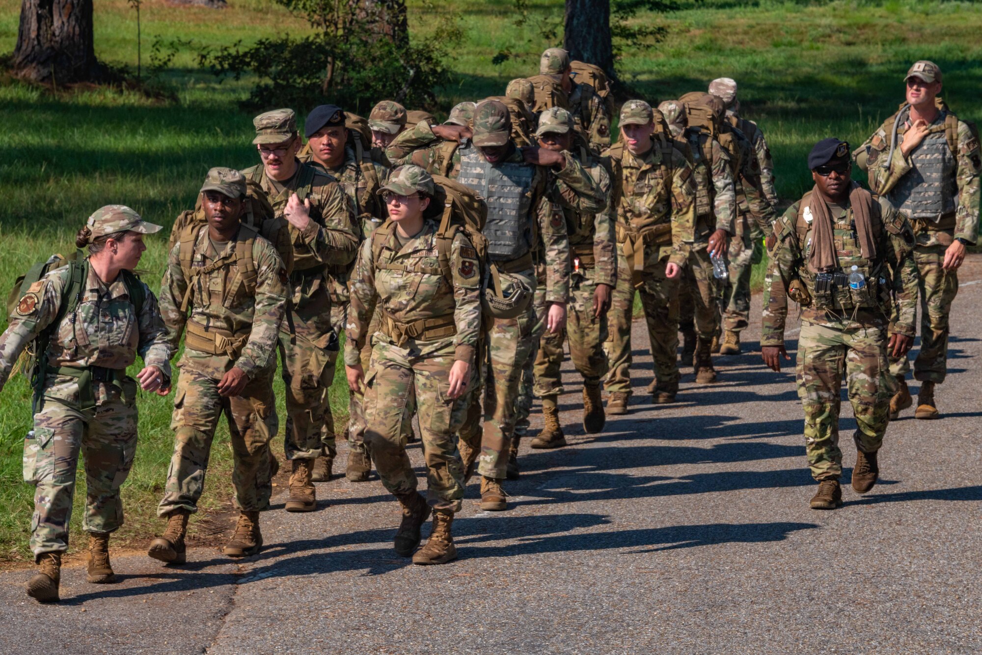 Airmen on a ruck march