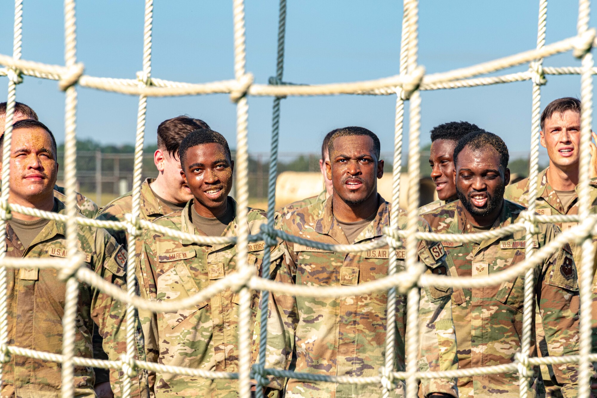 The Airmen were challenged on an obstacle course