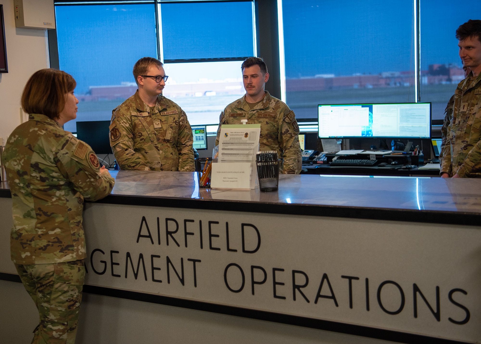 base leadership talks to airmen