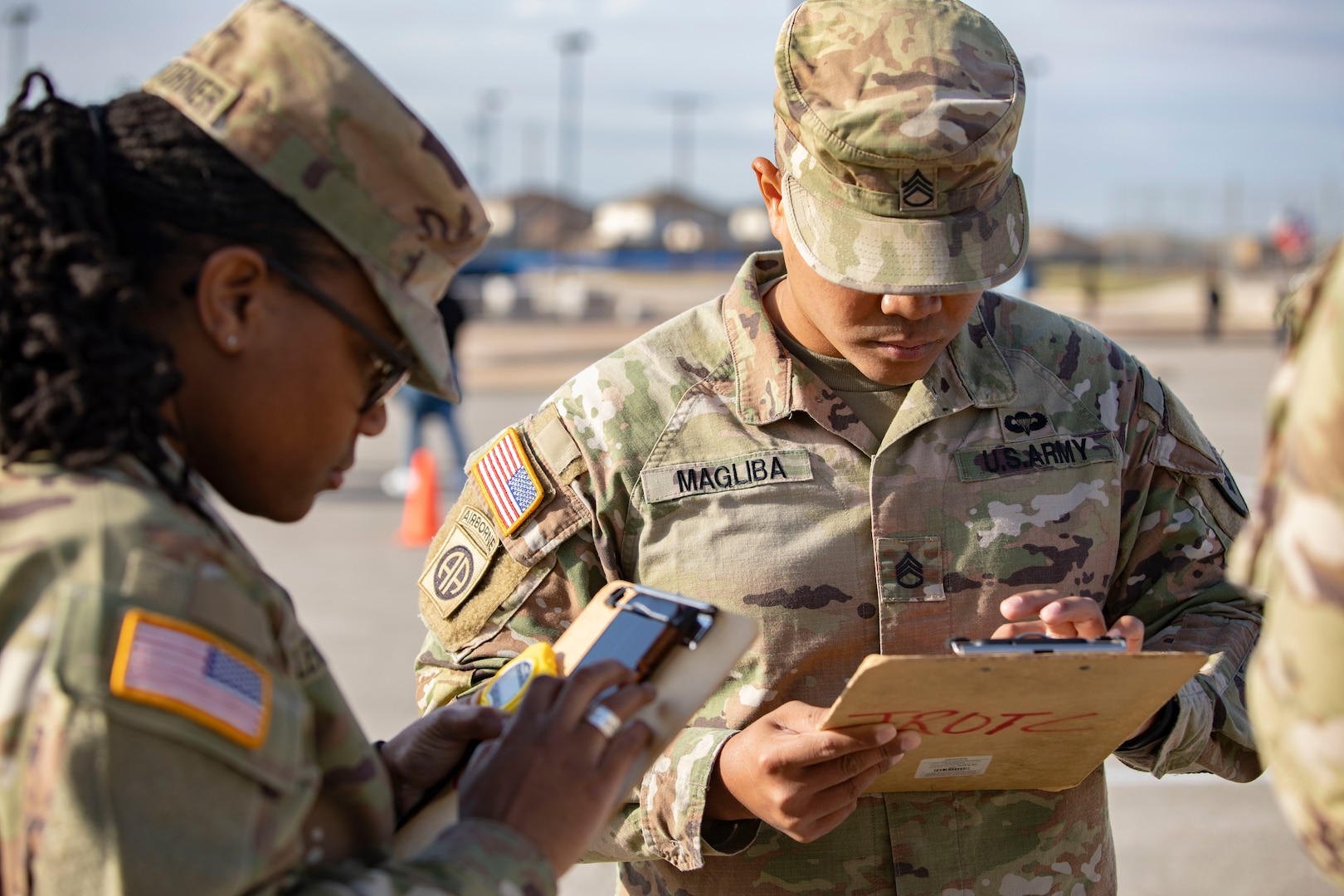 ARSOUTH, 410th CSB, and ARNORTH NCOs support local JROTC during drill competition