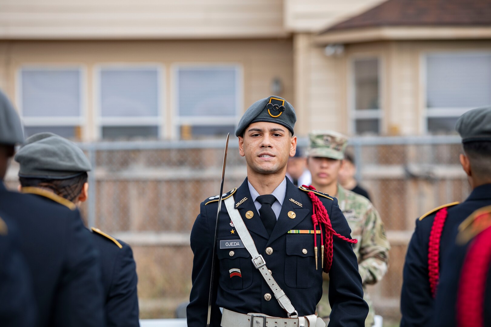 ARSOUTH, 410th CSB, and ARNORTH NCOs support local JROTC during drill competition