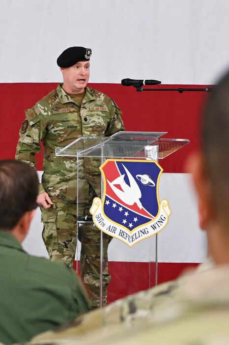 person speaking at podium