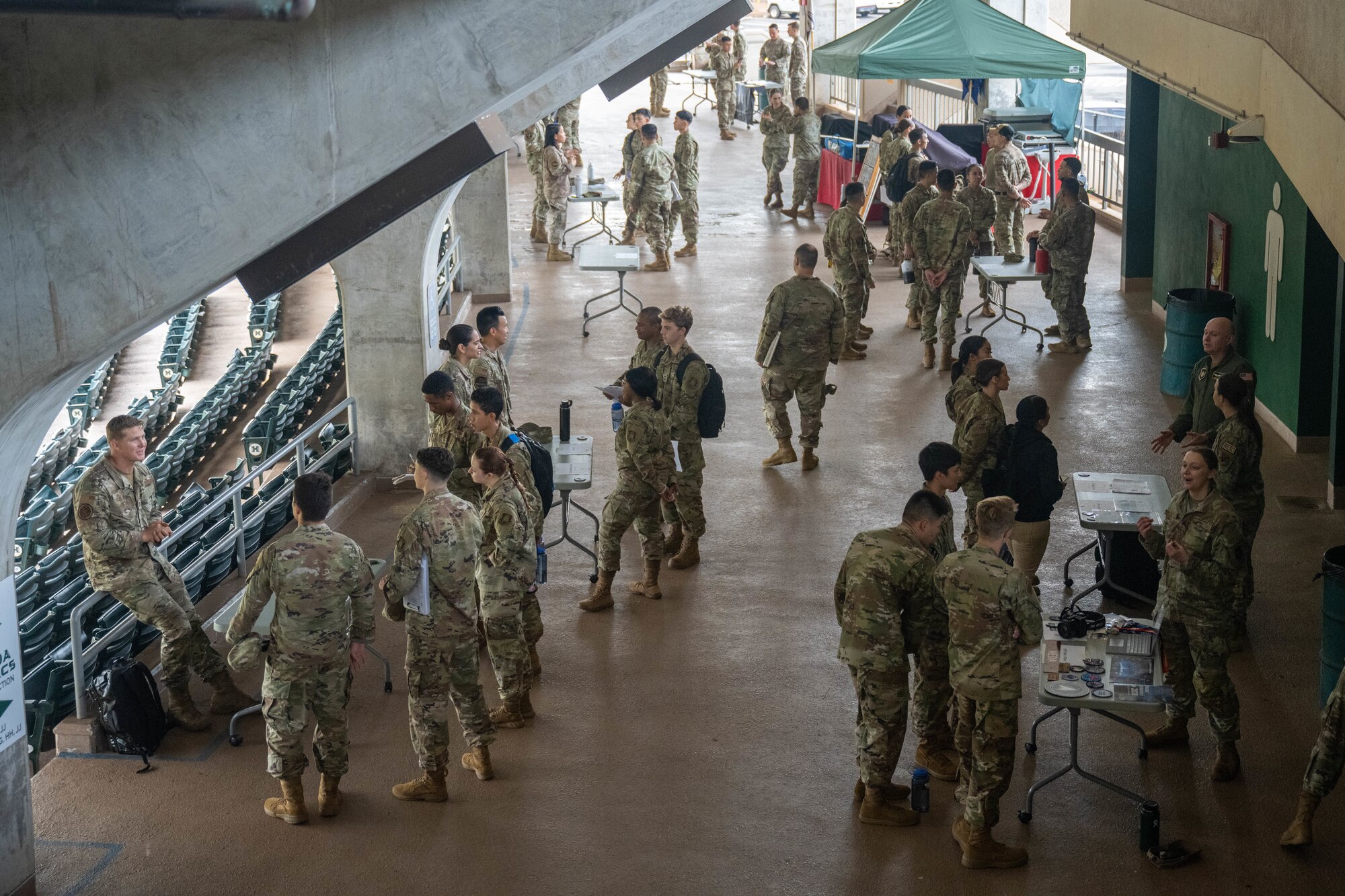 Detachment 175 Air Force Reserve Officer Training Corps cadets, attend a career day at the University of Hawaii at Manoa, Oct. 13, 2023. Officers from across Oahu spoke to cadets and answered questions about their careers and experience in the Air Force. (U.S. Air Force photo by Senior Airman Makensie Cooper)
