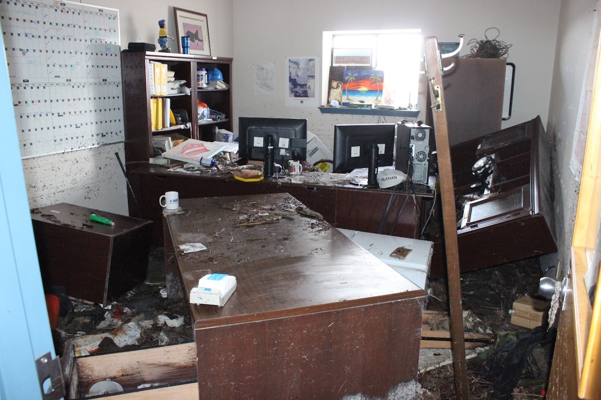 An office at Tyndall Air Force Base, Florida after Hurricane Michael