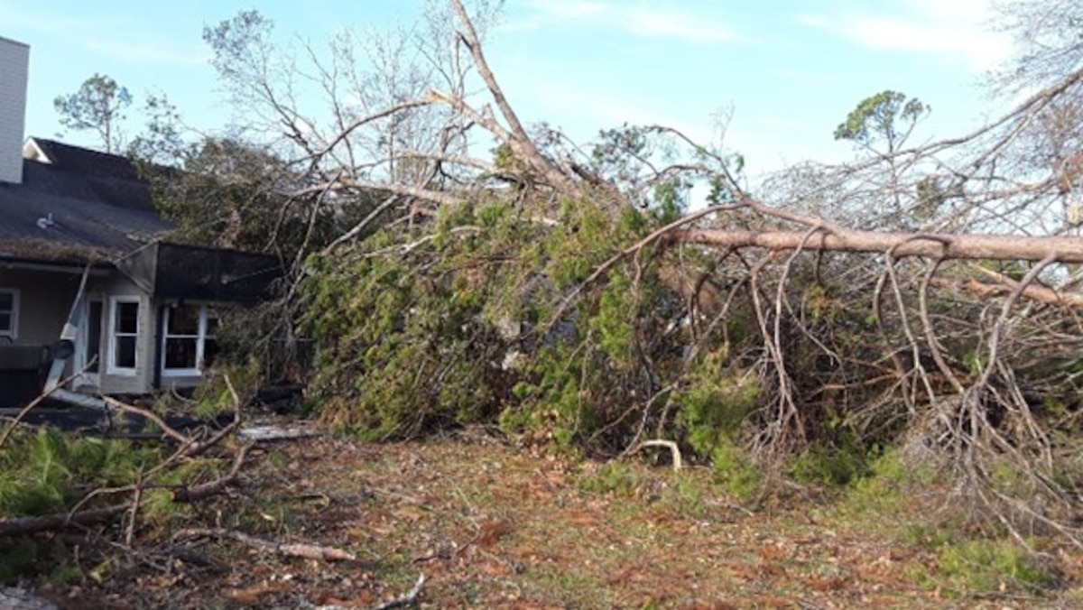 A home destroyed at Tyndall AFB after Hurricane Michael