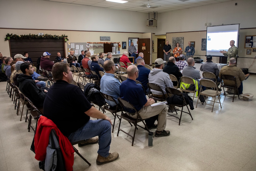 A photo of USACE personnel and contractors at the Garrison Dam Project.