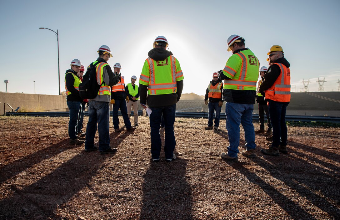 A photo of USACE personnel and contractors at the Garrison Dam Project.