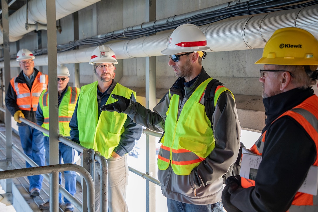 A photo of USACE personnel and contractors at the Garrison Dam Project.